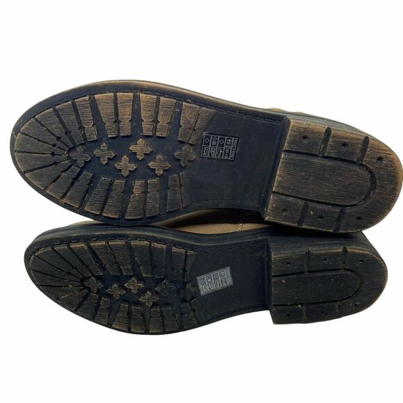 Blowfish Biker Steampunk Boots Buckle Tan Faux Leather Round Toe Mid Calf SZ 6.5 - Picture 5 of 16